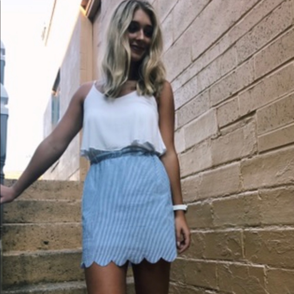 Scalloped blue and white skirt